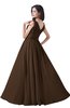 ColsBM Alana Chocolate Brown Elegant V-neck Sleeveless Zip up Floor Length Ruching Bridesmaid Dresses