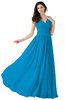 ColsBM Alana Cornflower Blue Elegant V-neck Sleeveless Zip up Floor Length Ruching Bridesmaid Dresses