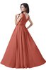 ColsBM Alana Crabapple Elegant V-neck Sleeveless Zip up Floor Length Ruching Bridesmaid Dresses
