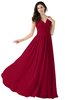 ColsBM Alana Dark Red Elegant V-neck Sleeveless Zip up Floor Length Ruching Bridesmaid Dresses