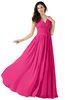 ColsBM Alana Fandango Pink Elegant V-neck Sleeveless Zip up Floor Length Ruching Bridesmaid Dresses