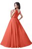 ColsBM Alana Fusion Coral Elegant V-neck Sleeveless Zip up Floor Length Ruching Bridesmaid Dresses