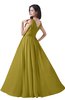 ColsBM Alana Golden Olive Elegant V-neck Sleeveless Zip up Floor Length Ruching Bridesmaid Dresses