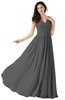 ColsBM Alana Grey Elegant V-neck Sleeveless Zip up Floor Length Ruching Bridesmaid Dresses