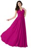 ColsBM Alana Hot Pink Elegant V-neck Sleeveless Zip up Floor Length Ruching Bridesmaid Dresses