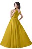 ColsBM Alana Lemon Curry Elegant V-neck Sleeveless Zip up Floor Length Ruching Bridesmaid Dresses