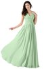 ColsBM Alana Light Green Elegant V-neck Sleeveless Zip up Floor Length Ruching Bridesmaid Dresses