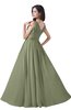 ColsBM Alana Moss Green Elegant V-neck Sleeveless Zip up Floor Length Ruching Bridesmaid Dresses