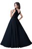 ColsBM Alana Navy Blue Elegant V-neck Sleeveless Zip up Floor Length Ruching Bridesmaid Dresses