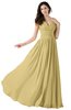 ColsBM Alana New Wheat Elegant V-neck Sleeveless Zip up Floor Length Ruching Bridesmaid Dresses