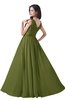 ColsBM Alana Olive Green Elegant V-neck Sleeveless Zip up Floor Length Ruching Bridesmaid Dresses