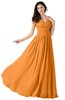 ColsBM Alana Orange Elegant V-neck Sleeveless Zip up Floor Length Ruching Bridesmaid Dresses