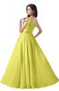 ColsBM Alana Pale Yellow Elegant V-neck Sleeveless Zip up Floor Length Ruching Bridesmaid Dresses