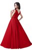 ColsBM Alana Red Elegant V-neck Sleeveless Zip up Floor Length Ruching Bridesmaid Dresses
