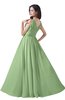 ColsBM Alana Sage Green Elegant V-neck Sleeveless Zip up Floor Length Ruching Bridesmaid Dresses