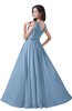ColsBM Alana Sky Blue Elegant V-neck Sleeveless Zip up Floor Length Ruching Bridesmaid Dresses
