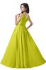 ColsBM Alana Sulphur Spring Elegant V-neck Sleeveless Zip up Floor Length Ruching Bridesmaid Dresses