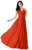 ColsBM Alana Tangerine Tango Elegant V-neck Sleeveless Zip up Floor Length Ruching Bridesmaid Dresses