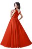 ColsBM Alana Tangerine Tango Elegant V-neck Sleeveless Zip up Floor Length Ruching Bridesmaid Dresses