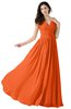 ColsBM Alana Tangerine Elegant V-neck Sleeveless Zip up Floor Length Ruching Bridesmaid Dresses