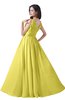 ColsBM Alana Yellow Iris Elegant V-neck Sleeveless Zip up Floor Length Ruching Bridesmaid Dresses