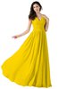 ColsBM Alana Yellow Elegant V-neck Sleeveless Zip up Floor Length Ruching Bridesmaid Dresses