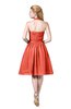 ColsBM Corinne Living Coral Modest Sleeveless Zip up Chiffon Knee Length Ruching Party Dresses