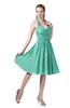 ColsBM Corinne Mint Green Modest Sleeveless Zip up Chiffon Knee Length Ruching Party Dresses