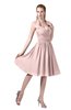 ColsBM Corinne Pastel Pink Modest Sleeveless Zip up Chiffon Knee Length Ruching Party Dresses