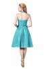 ColsBM Corinne Turquoise Modest Sleeveless Zip up Chiffon Knee Length Ruching Party Dresses