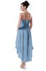 ColsBM Victoria Dusty Blue Hawaiian A-line Sleeveless Chiffon Tea Length Ruching Evening Dresses