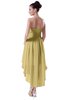 ColsBM Victoria Gold Hawaiian A-line Sleeveless Chiffon Tea Length Ruching Evening Dresses