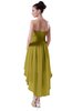 ColsBM Victoria Golden Olive Hawaiian A-line Sleeveless Chiffon Tea Length Ruching Evening Dresses
