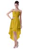 ColsBM Victoria Lemon Curry Hawaiian A-line Sleeveless Chiffon Tea Length Ruching Evening Dresses