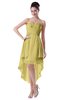 ColsBM Victoria Misted Yellow Hawaiian A-line Sleeveless Chiffon Tea Length Ruching Evening Dresses