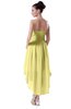 ColsBM Victoria Pastel Yellow Hawaiian A-line Sleeveless Chiffon Tea Length Ruching Evening Dresses