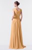 ColsBM Valerie Apricot Antique A-line V-neck Lace up Chiffon Floor Length Evening Dresses