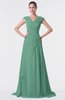 ColsBM Valerie Beryl Green Antique A-line V-neck Lace up Chiffon Floor Length Evening Dresses