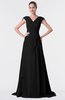 ColsBM Valerie Black Antique A-line V-neck Lace up Chiffon Floor Length Evening Dresses