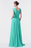 ColsBM Valerie Blue Turquoise Antique A-line V-neck Lace up Chiffon Floor Length Evening Dresses