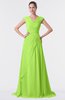 ColsBM Valerie Bright Green Antique A-line V-neck Lace up Chiffon Floor Length Evening Dresses