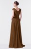 ColsBM Valerie Brown Antique A-line V-neck Lace up Chiffon Floor Length Evening Dresses
