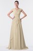 ColsBM Valerie Champagne Antique A-line V-neck Lace up Chiffon Floor Length Evening Dresses