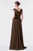 ColsBM Valerie Chocolate Brown Antique A-line V-neck Lace up Chiffon Floor Length Evening Dresses