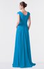 ColsBM Valerie Cornflower Blue Antique A-line V-neck Lace up Chiffon Floor Length Evening Dresses