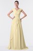 ColsBM Valerie Cornhusk Antique A-line V-neck Lace up Chiffon Floor Length Evening Dresses