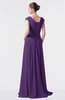 ColsBM Valerie Dark Purple Antique A-line V-neck Lace up Chiffon Floor Length Evening Dresses