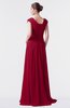 ColsBM Valerie Dark Red Antique A-line V-neck Lace up Chiffon Floor Length Evening Dresses