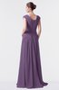 ColsBM Valerie Eggplant Antique A-line V-neck Lace up Chiffon Floor Length Evening Dresses
