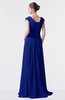 ColsBM Valerie Electric Blue Antique A-line V-neck Lace up Chiffon Floor Length Evening Dresses